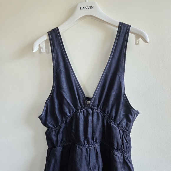 New Anthropolgie x Sancia Oda V-Neck Halter Navy Blue Romper Jumpsuit NWT Medium - Picture 11 of 17